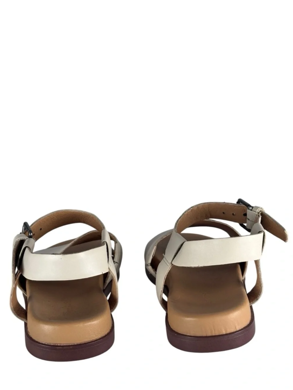 MADEWELL ND986 PALE OYSTER THE NOELLE ANKLE STRAP FLAT LEATHER SANDALS